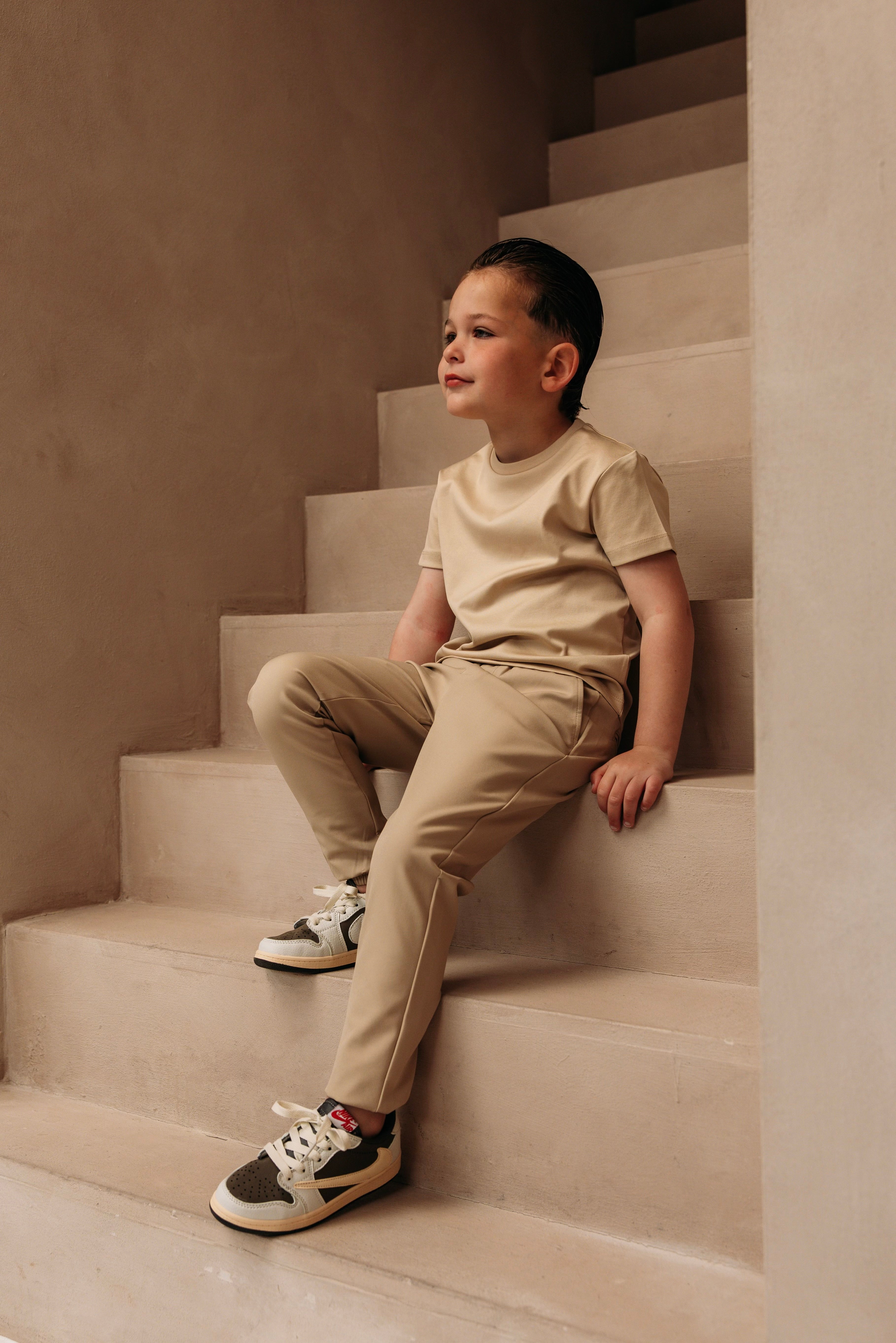 Double Mercerized Glans T-shirt - Beige