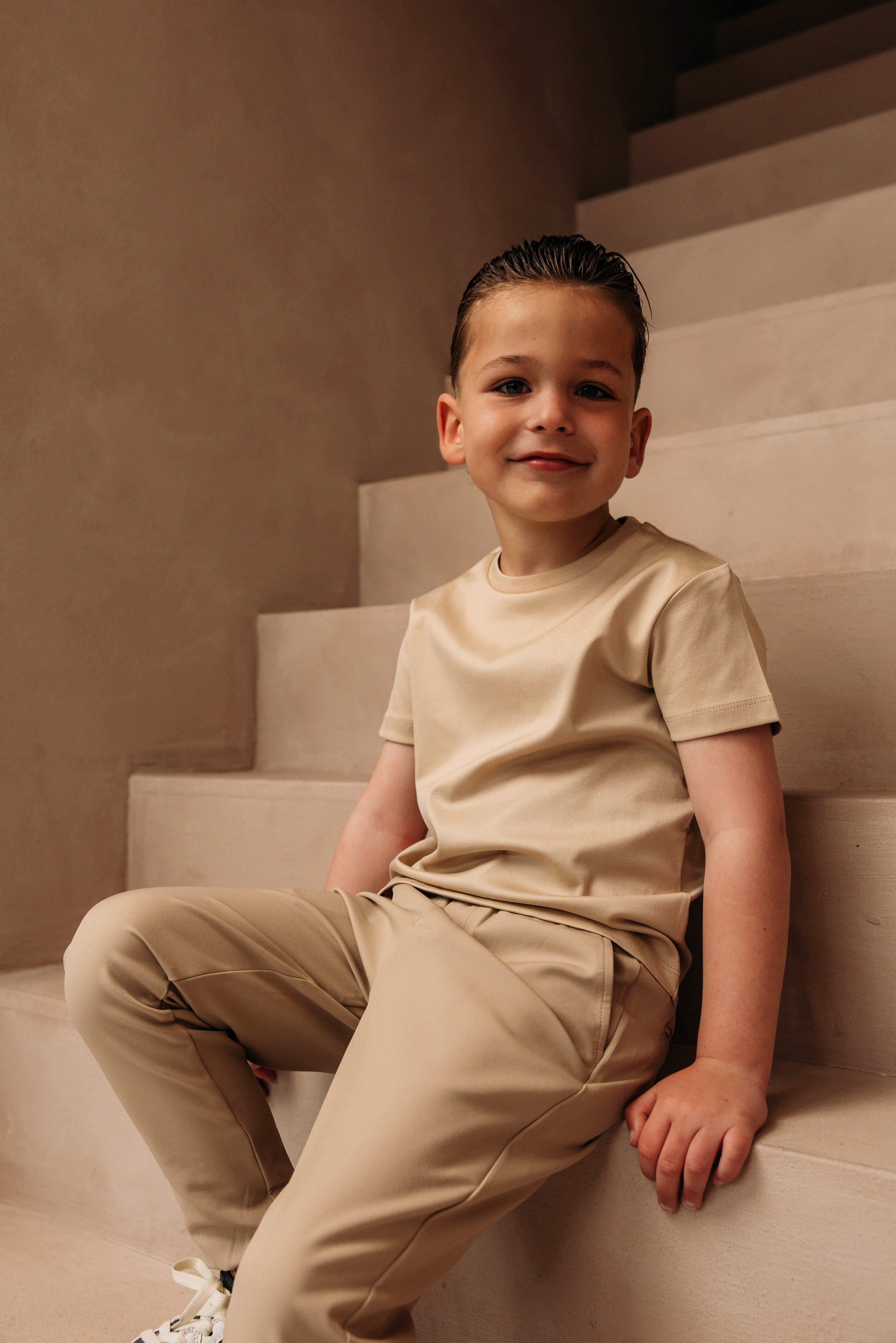 Double Mercerized Glans T-shirt - Beige