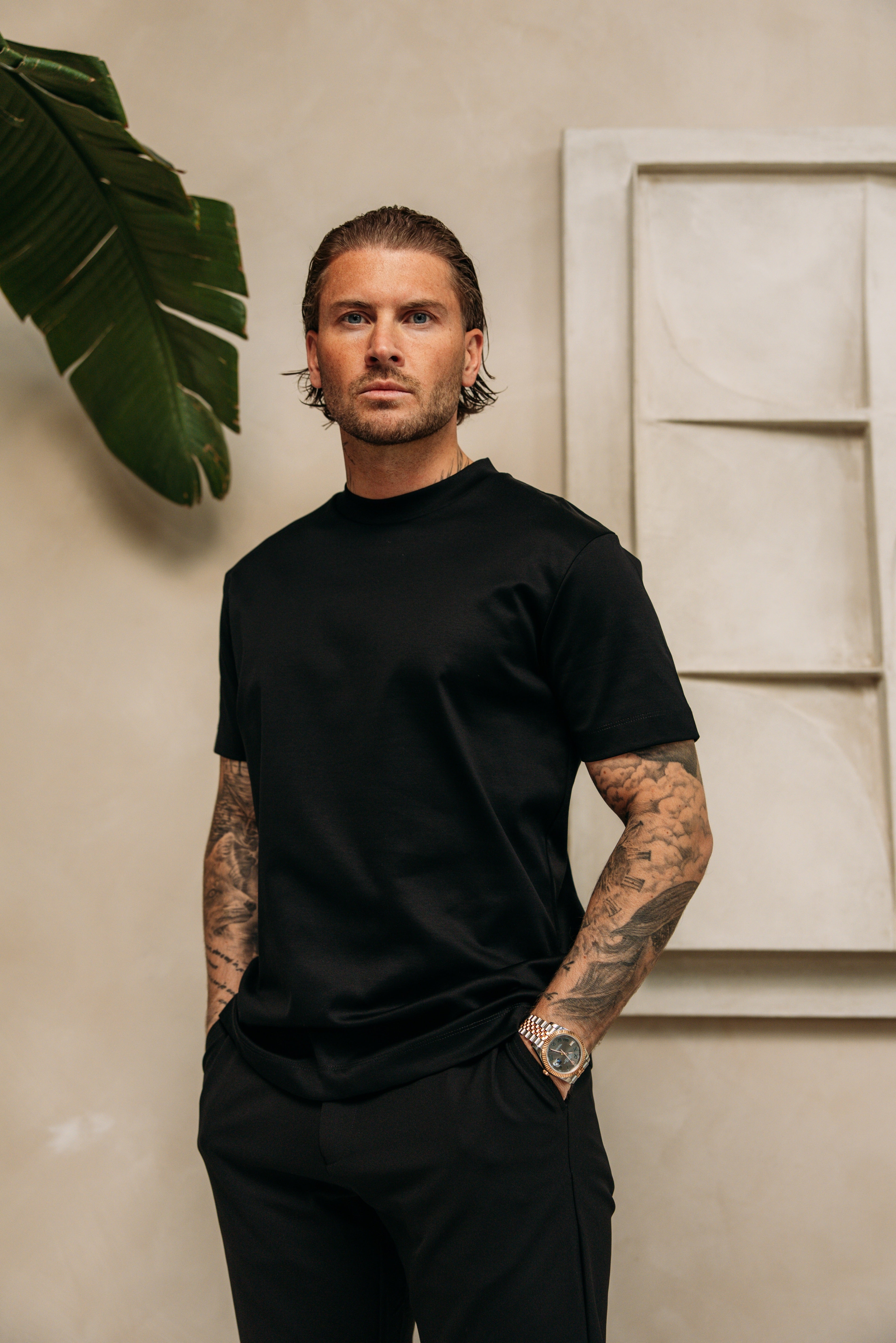 Heren - Double Mercerized T-shirt - Black
