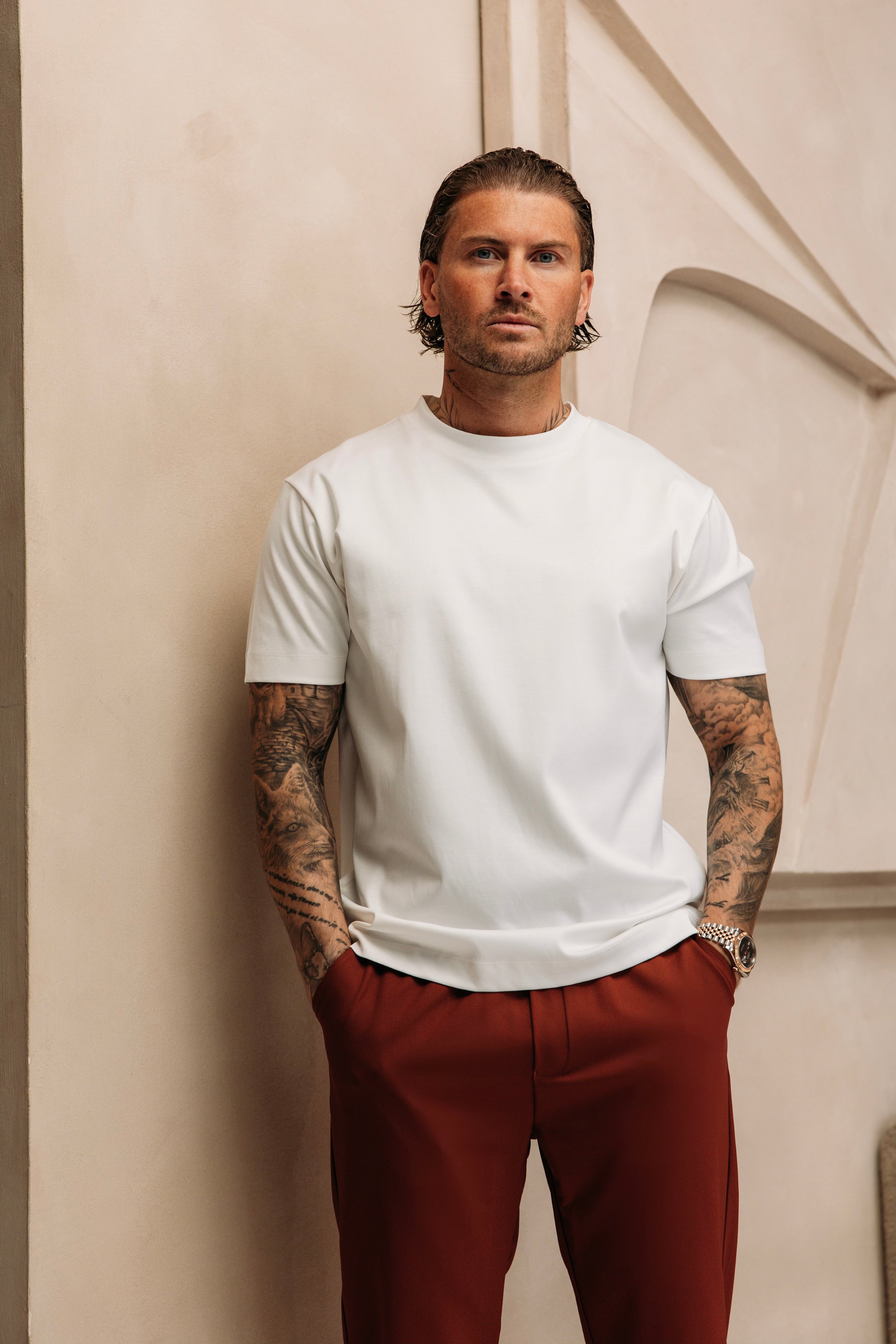 Heren - Double Mercerized T-shirt - White