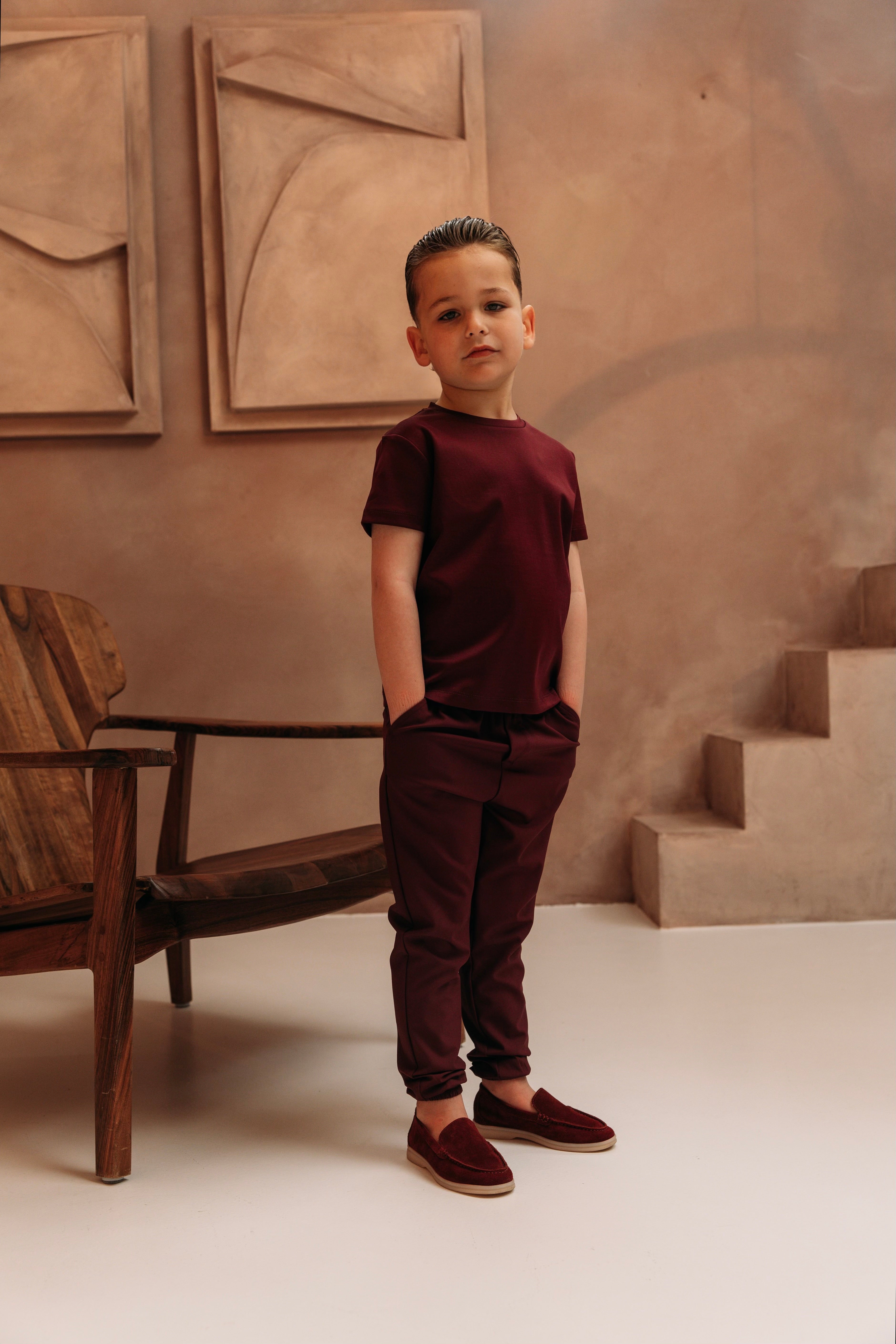 Double Mercerized Glans T-shirt - Burgundy