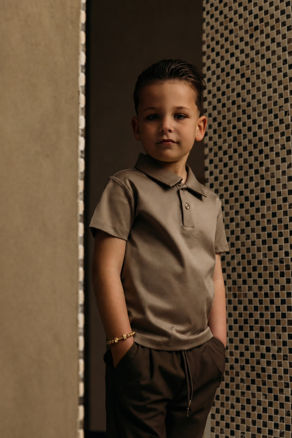 Mercerized Glans Polo - Taupe