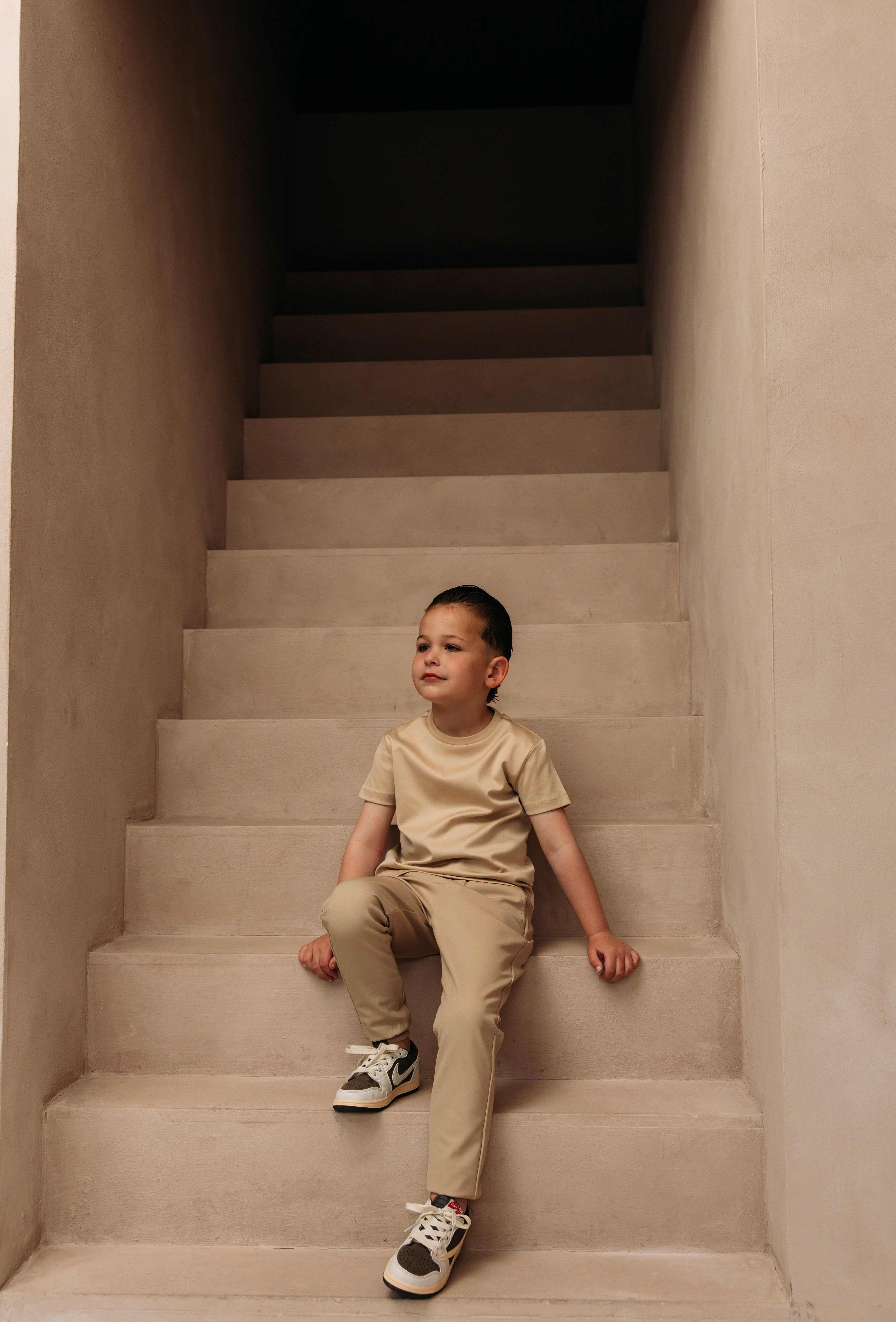Double Mercerized Glans T-shirt - Beige