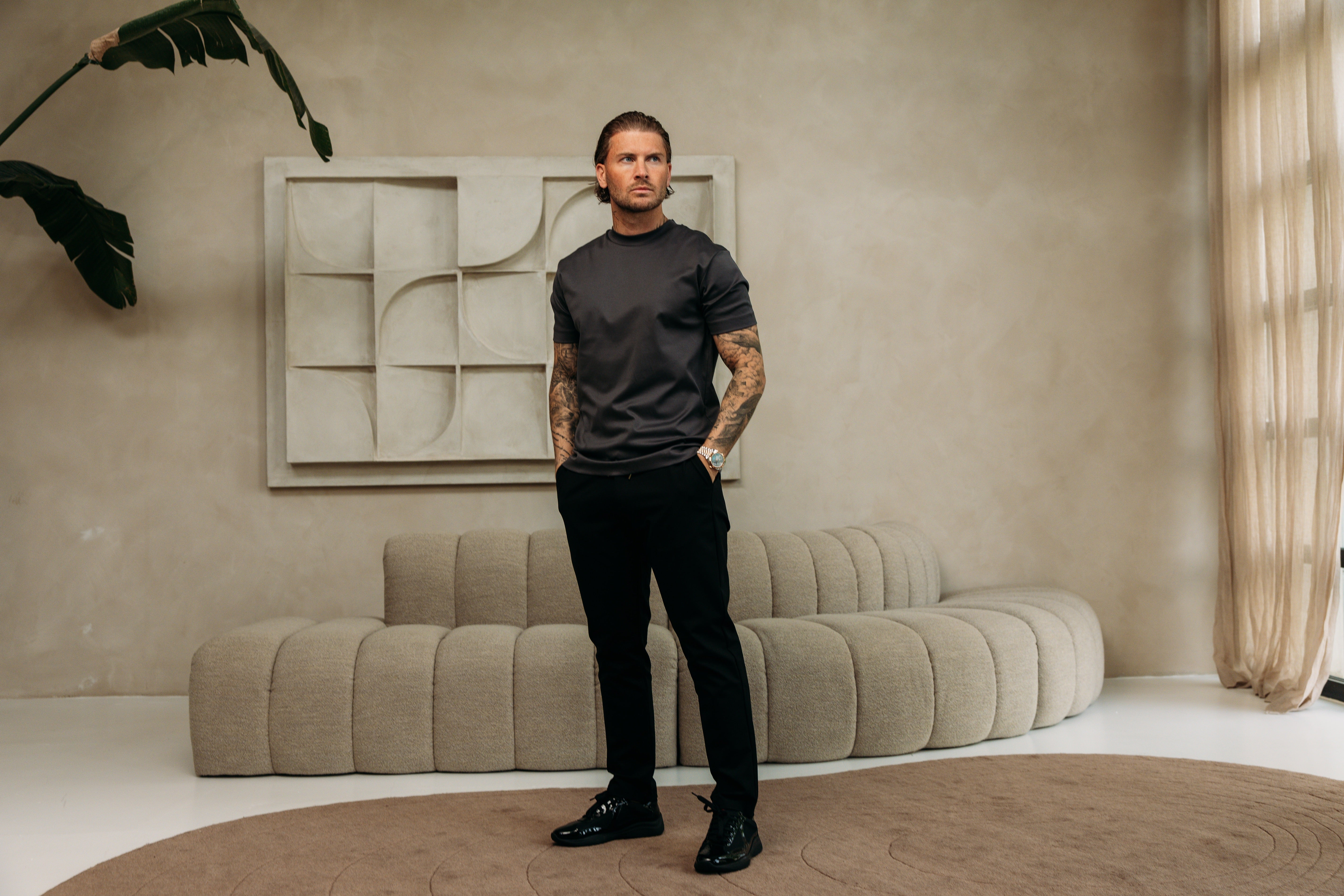 Heren - Double Mercerized T-shirt - Stone