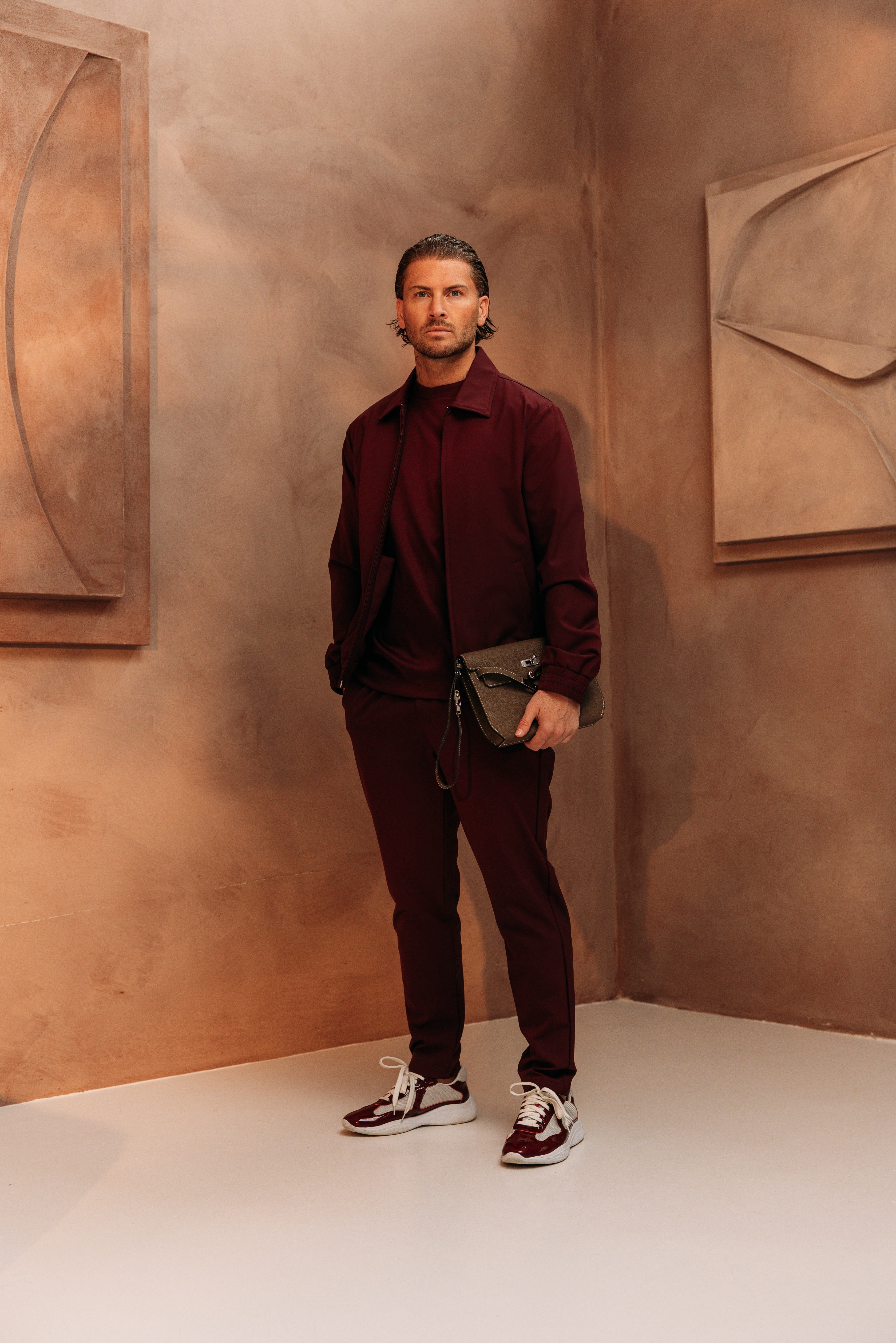 Heren - Premium Tech Suit - Burgundy