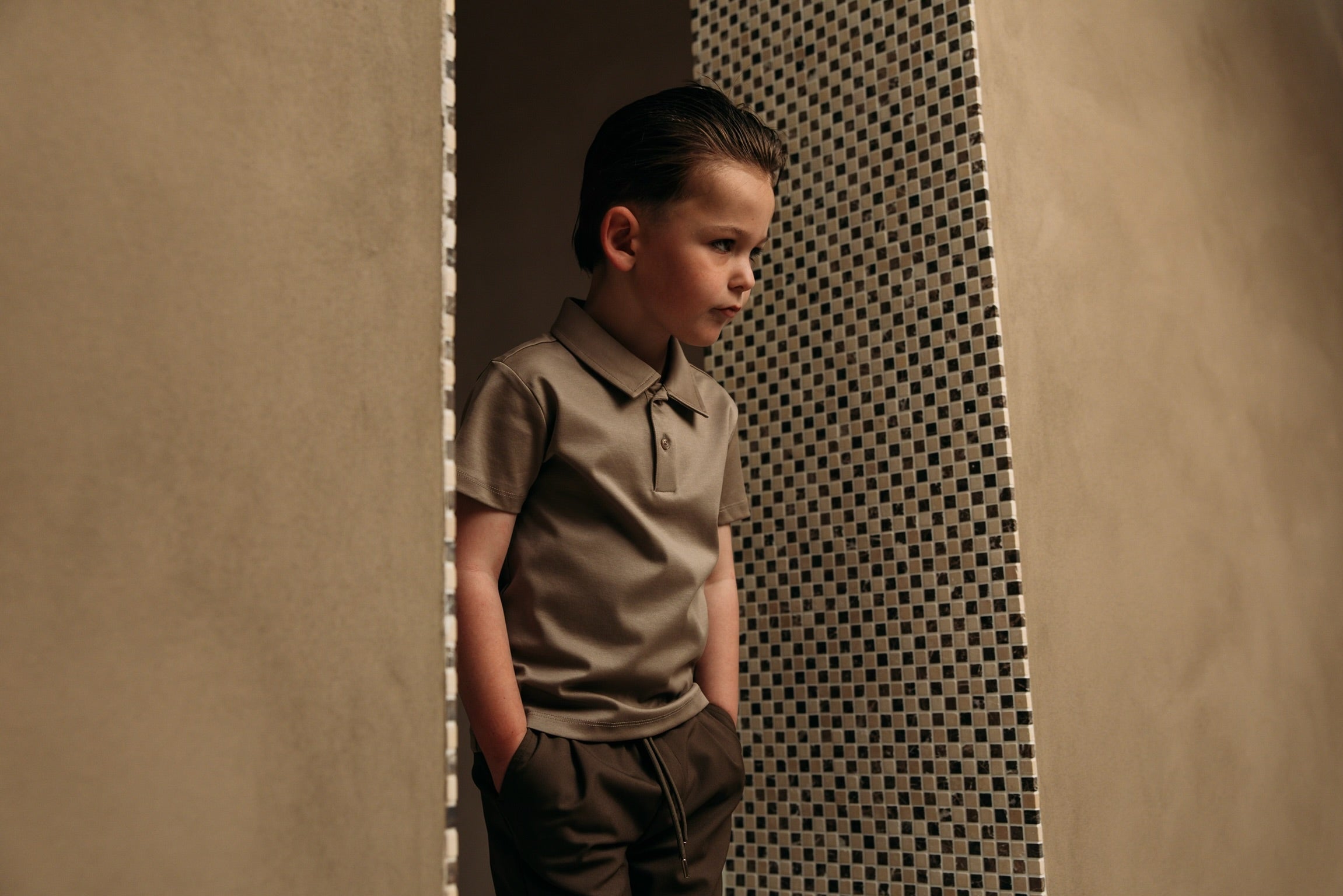 Mercerized Glans Polo - Taupe