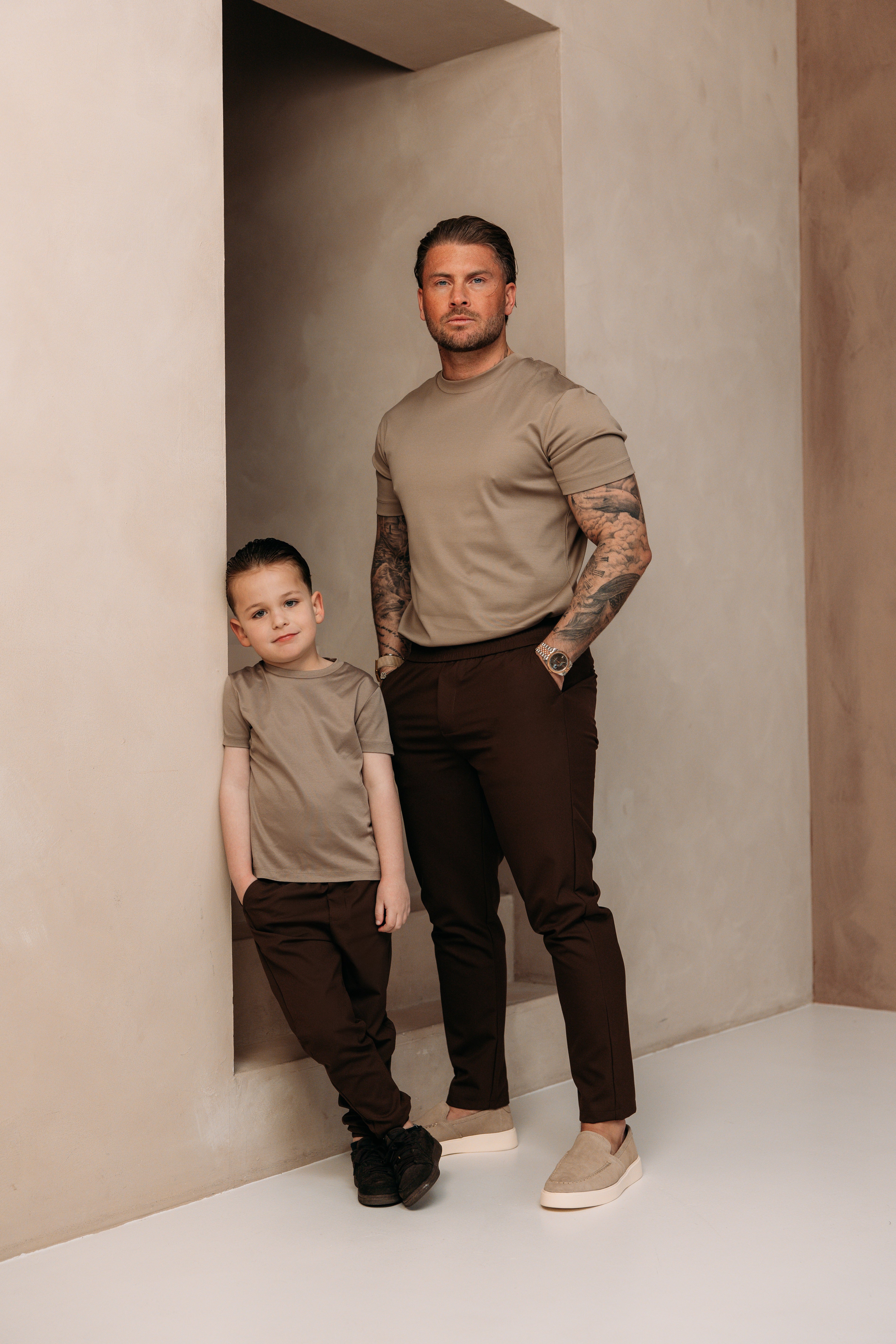 Heren - Double Mercerized T-shirt - Taupe