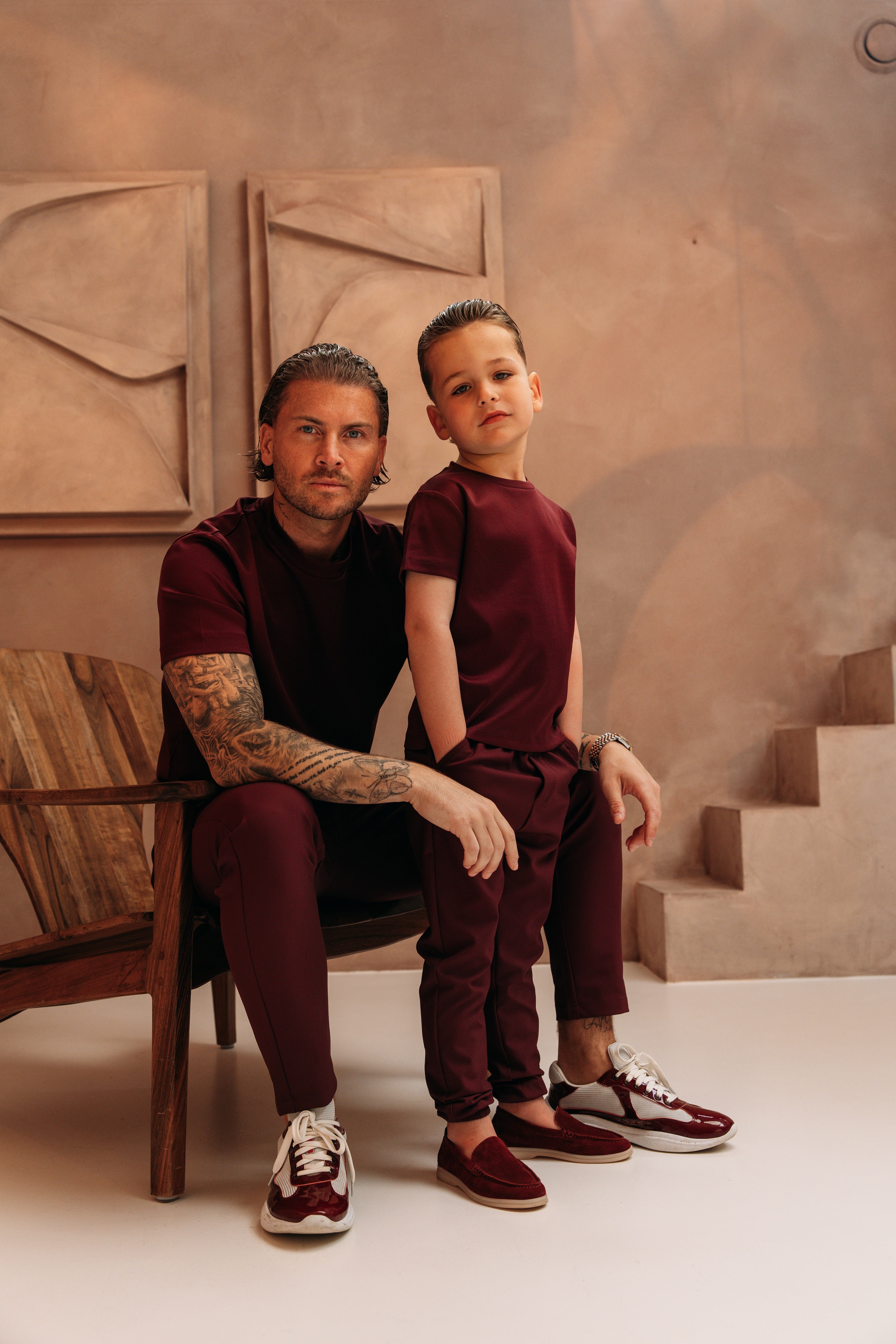 Heren - Double Mercerized T-shirt - Burgundy