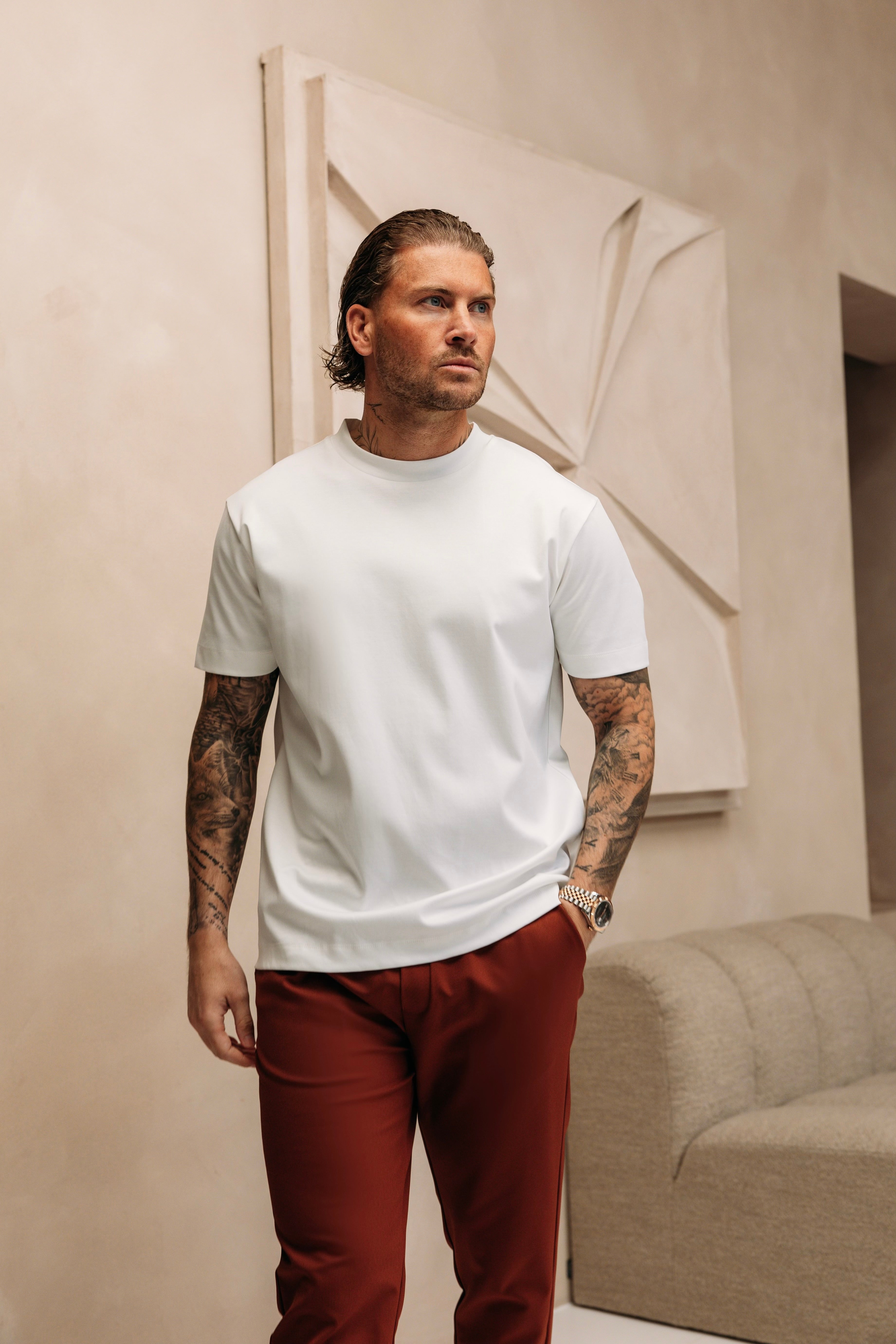 Heren - Double Mercerized T-shirt - White