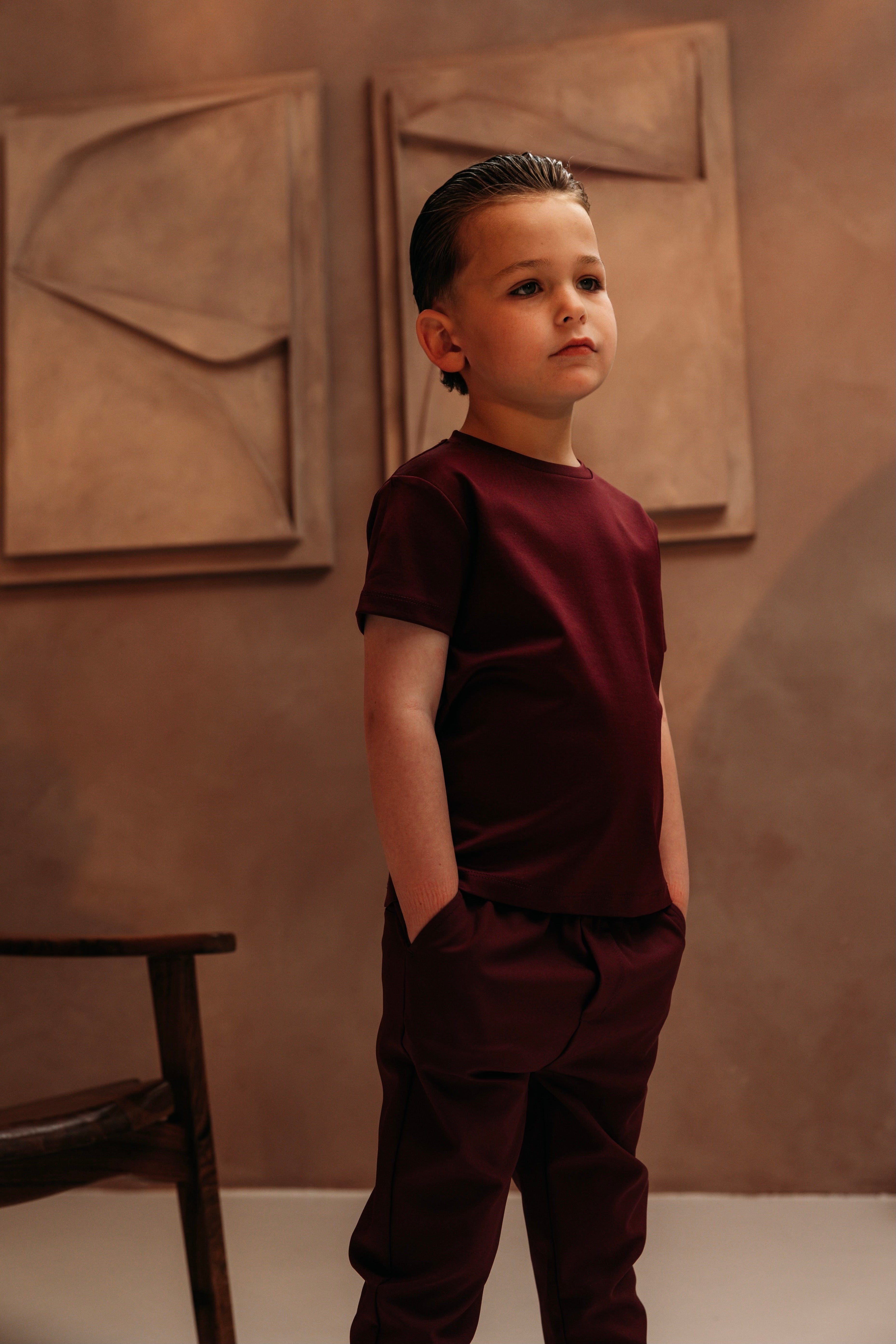 Double Mercerized Glans T-shirt - Burgundy