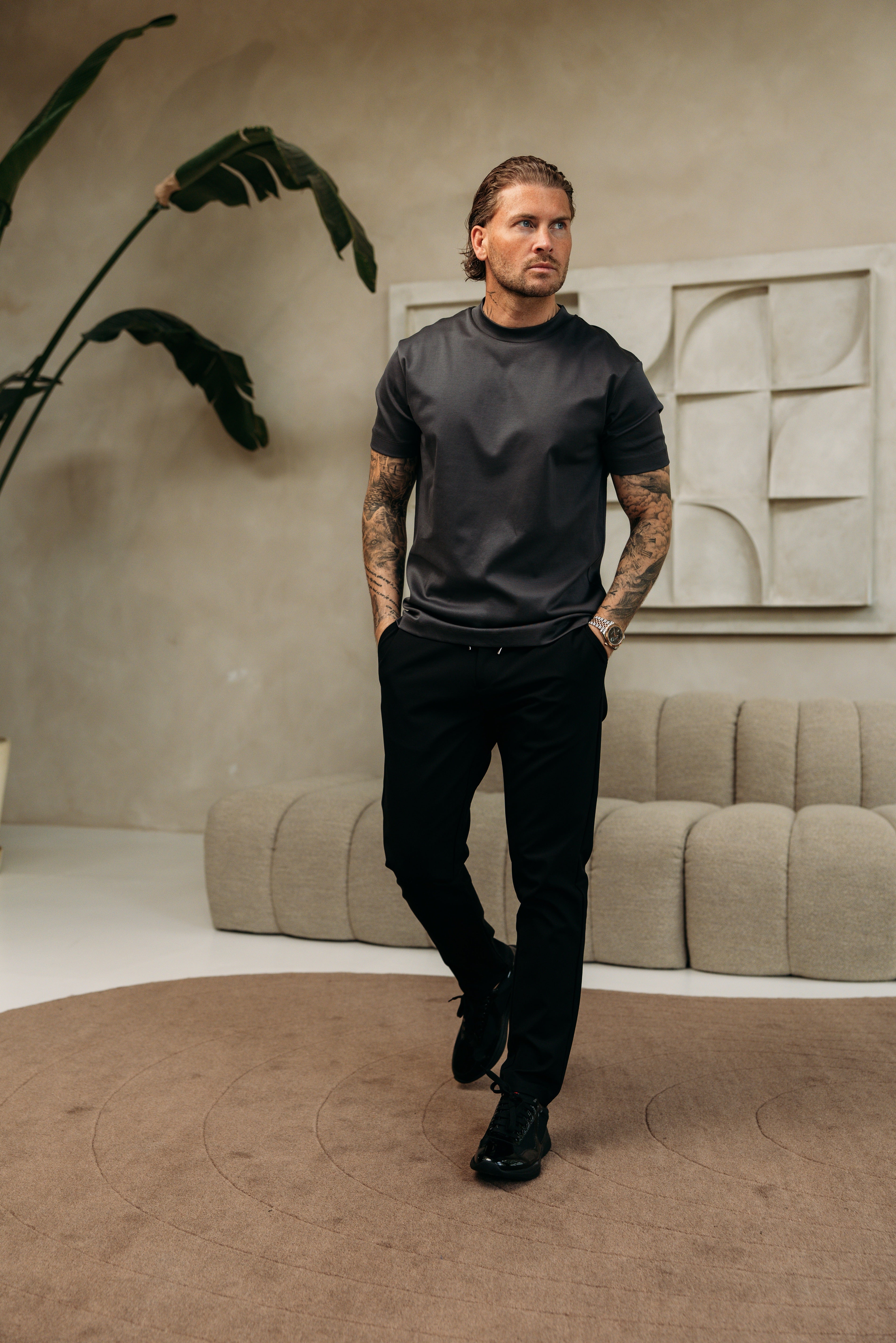 Heren - Double Mercerized T-shirt - Stone