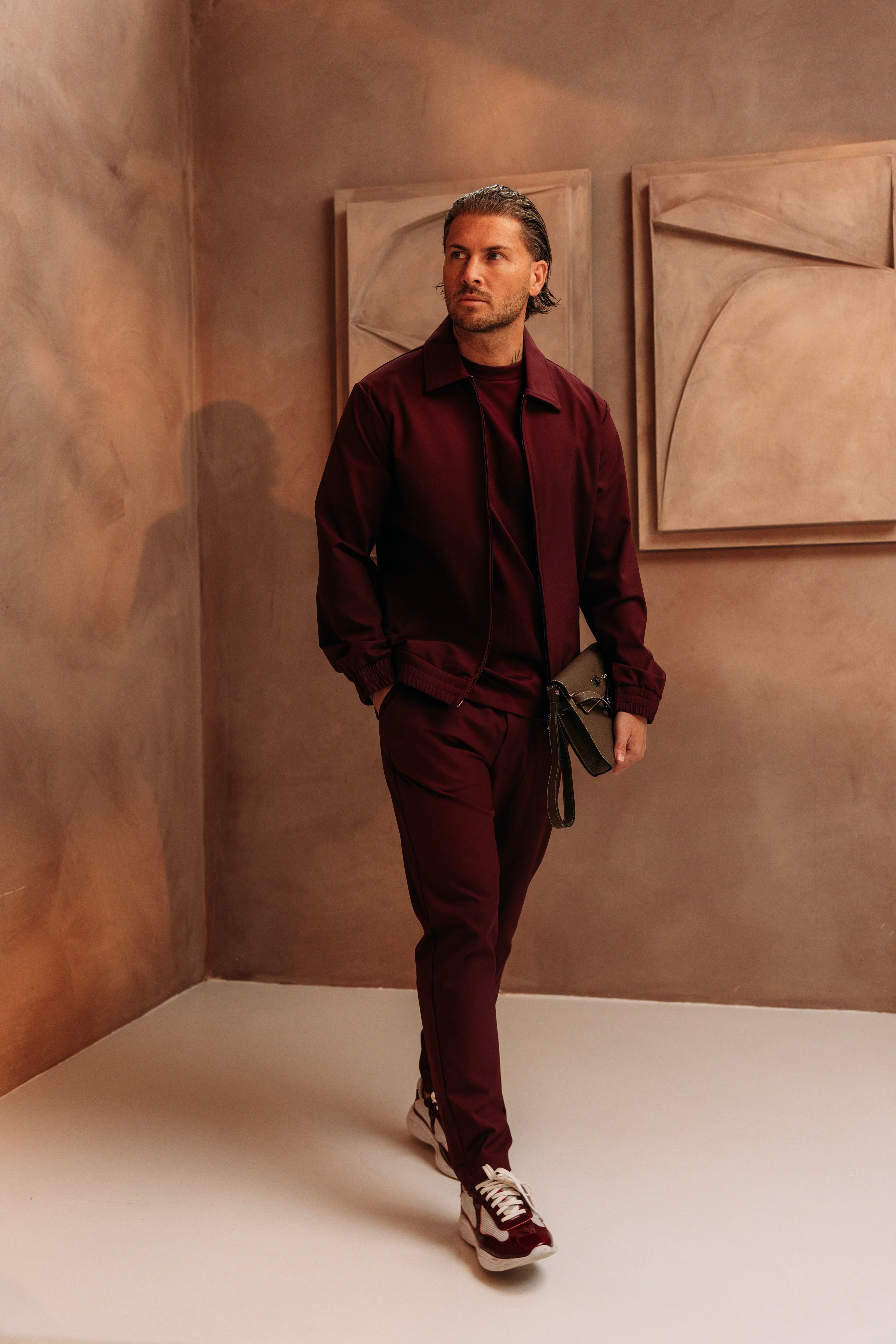 Heren - Premium Tech Suit - Burgundy