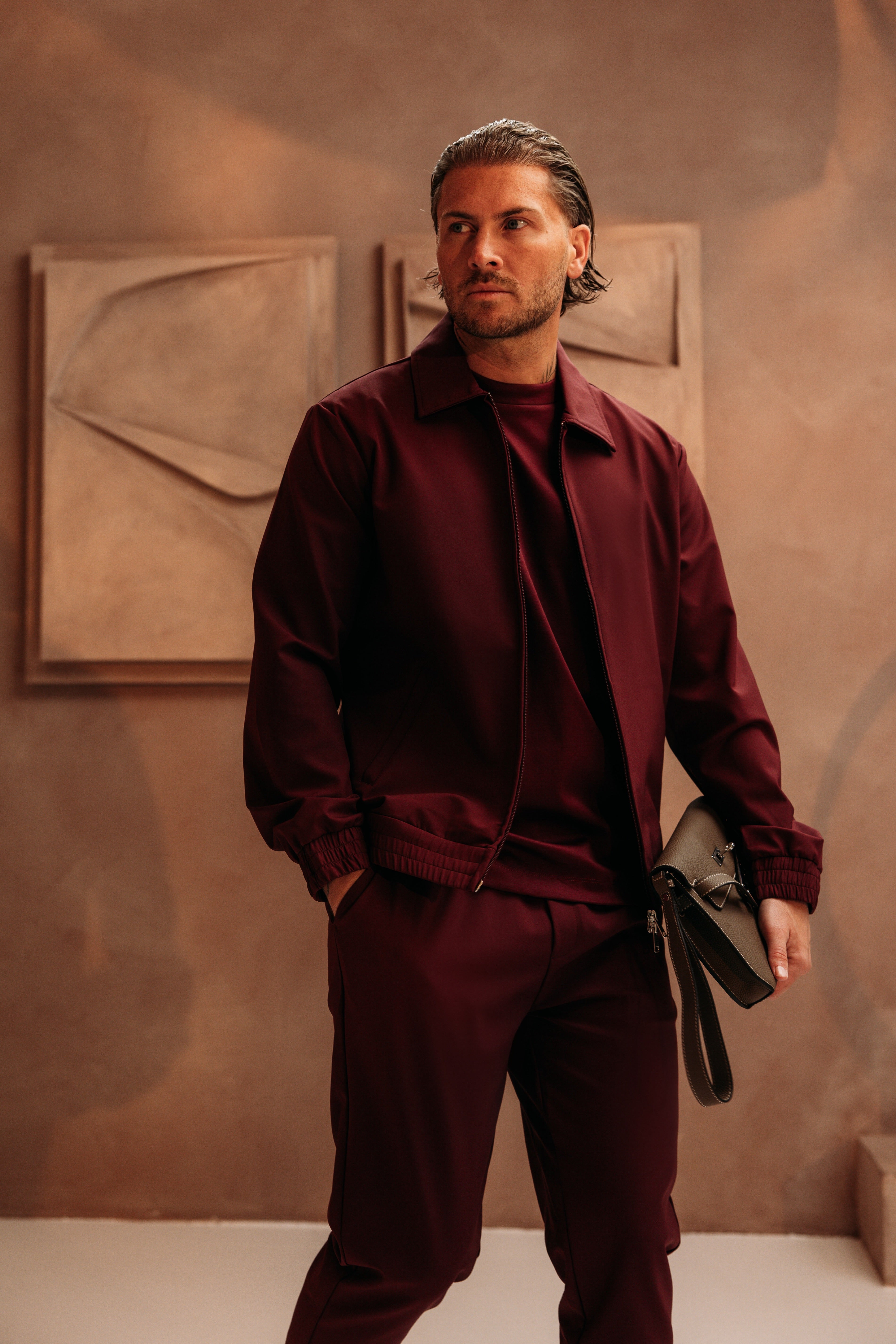Heren - Premium Tech Suit - Burgundy