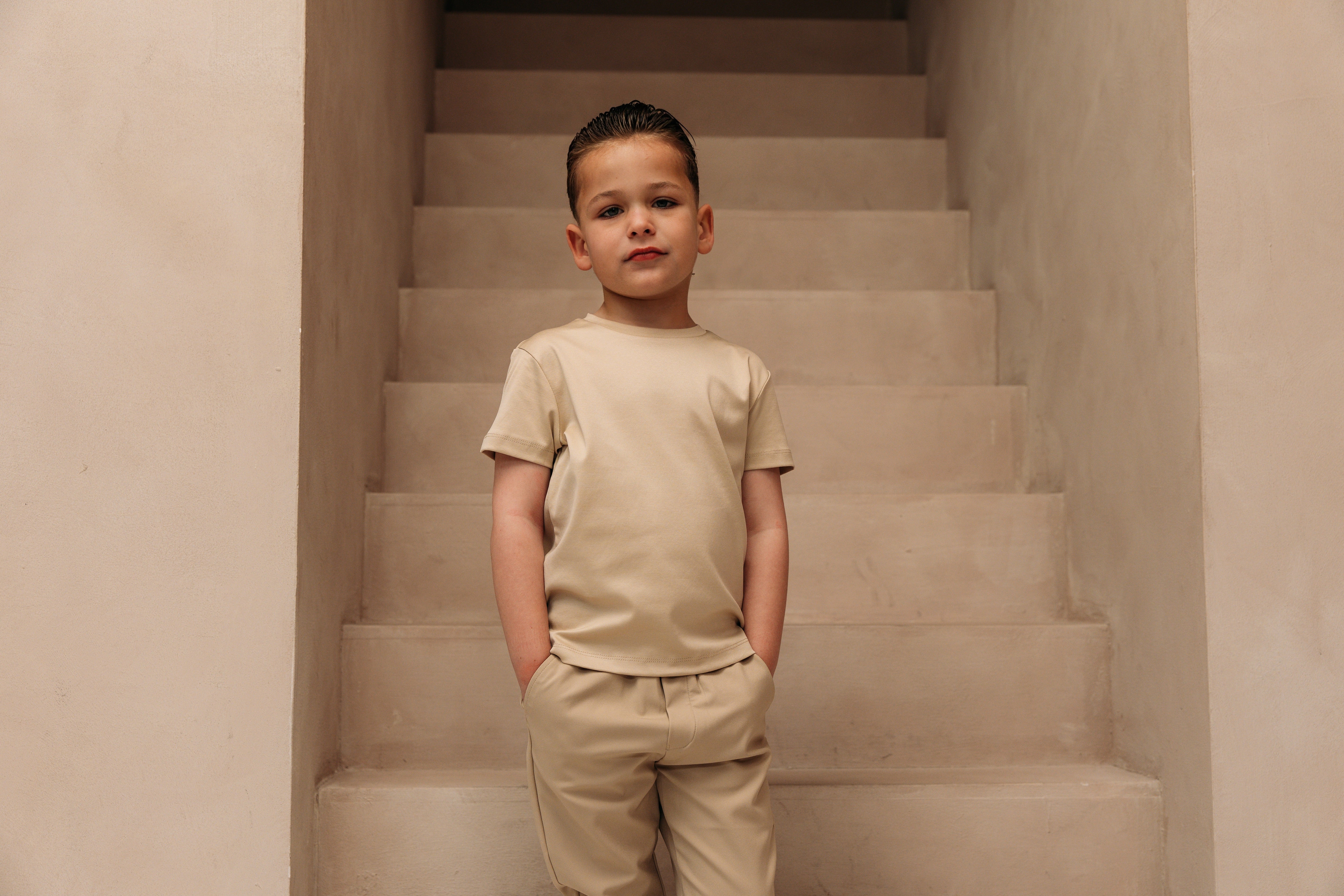 Double Mercerized Glans T-shirt - Beige