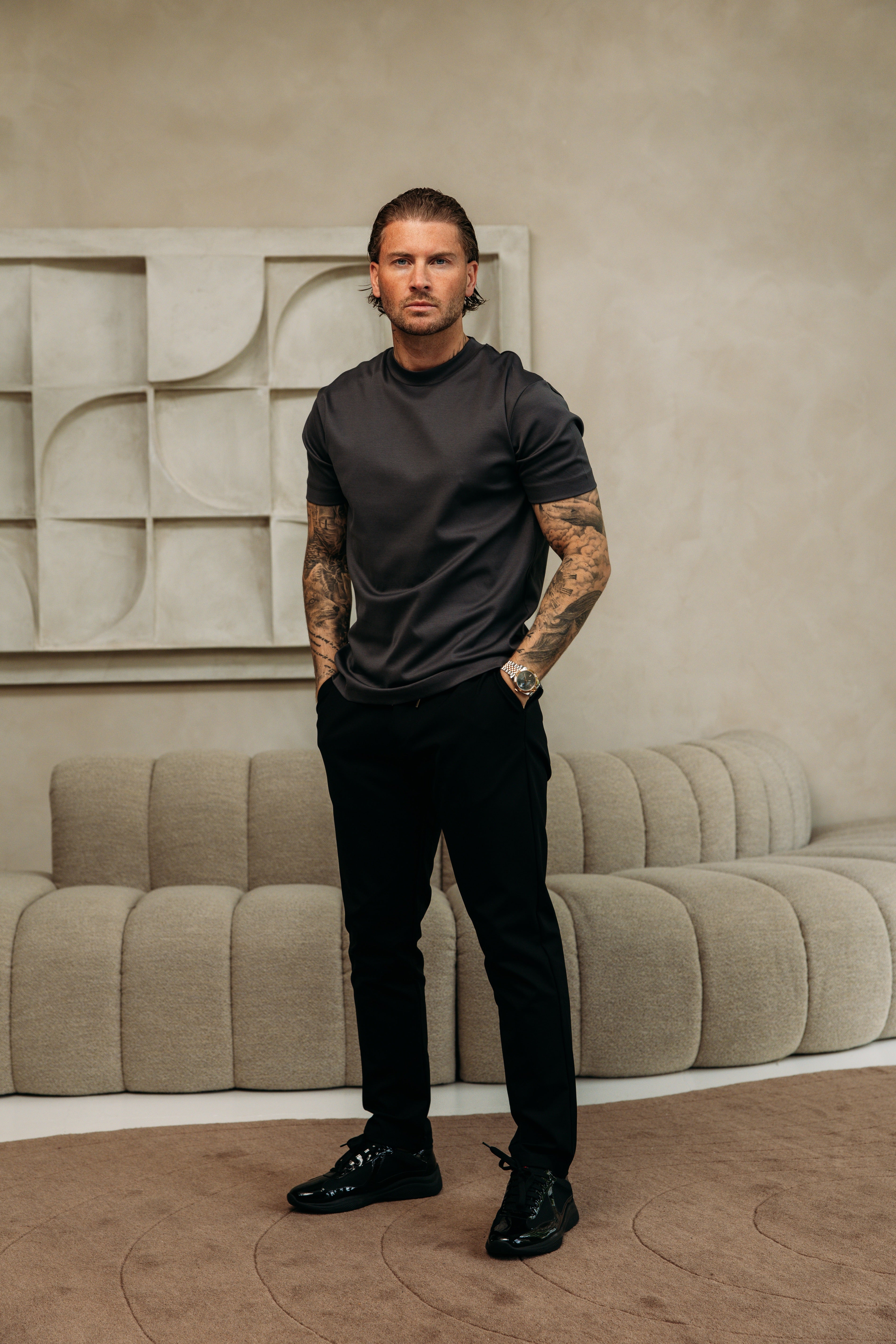 Heren - Double Mercerized T-shirt - Stone