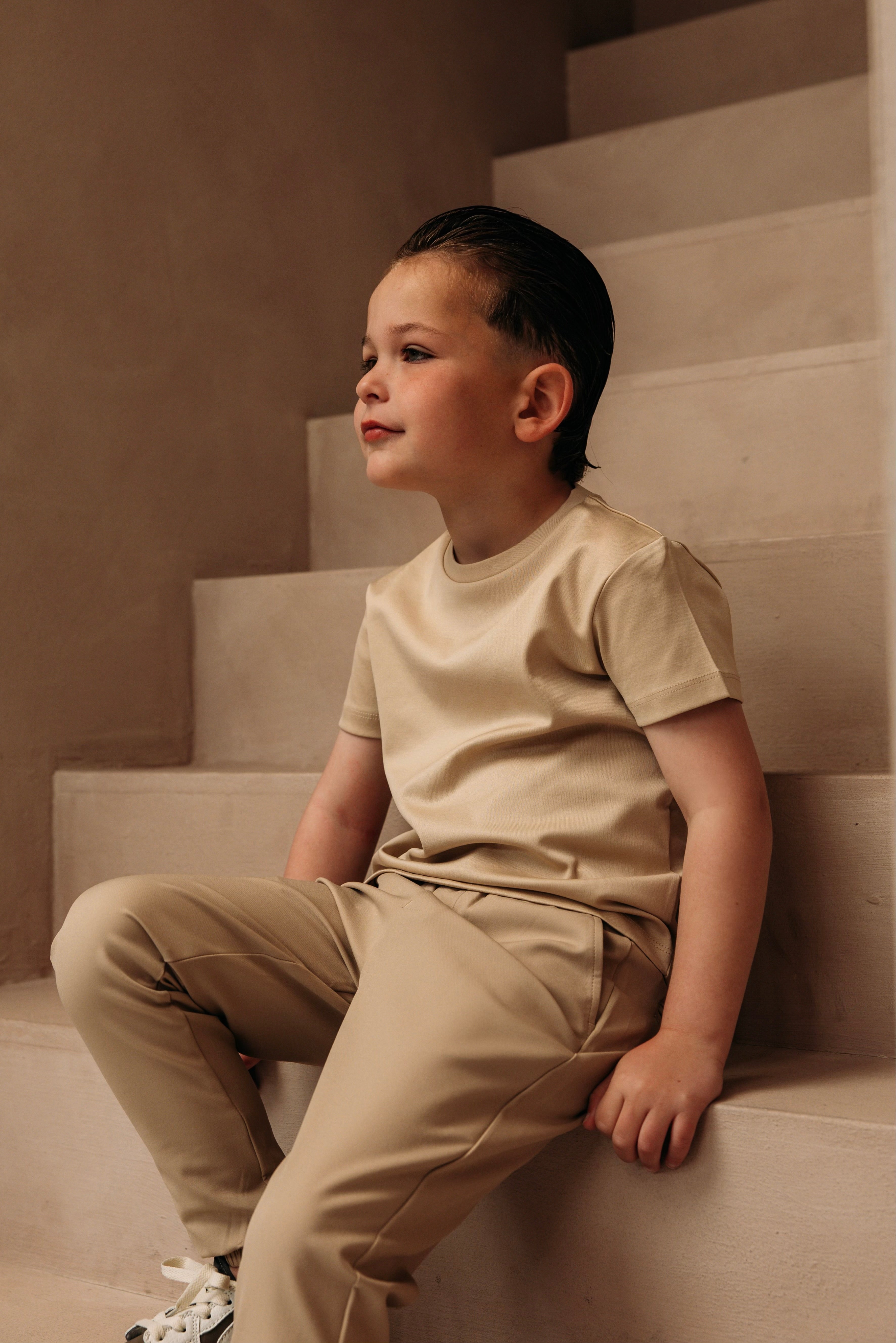 Double Mercerized Glans T-shirt - Beige