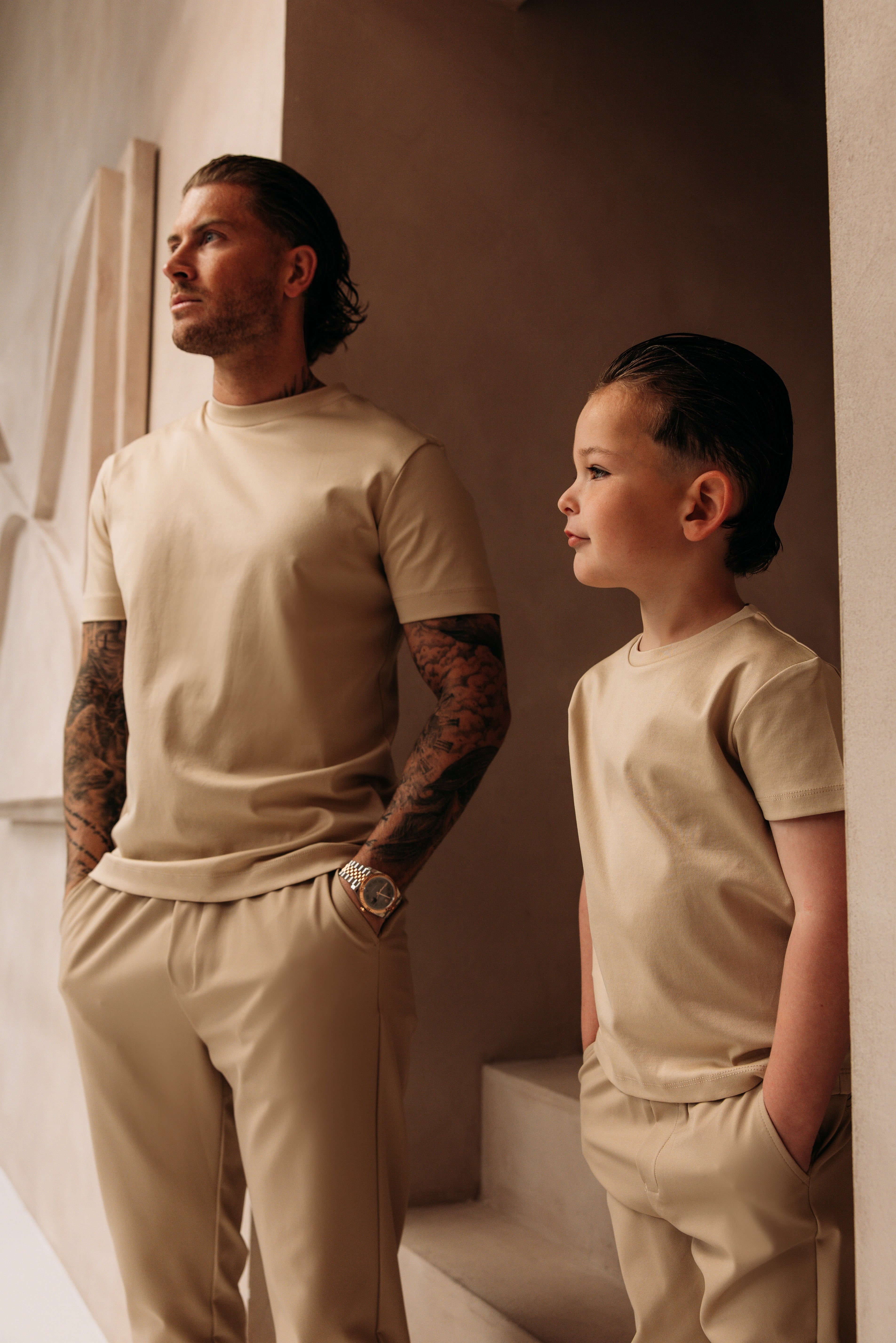 Heren - Double Mercerized T-shirt - Beige