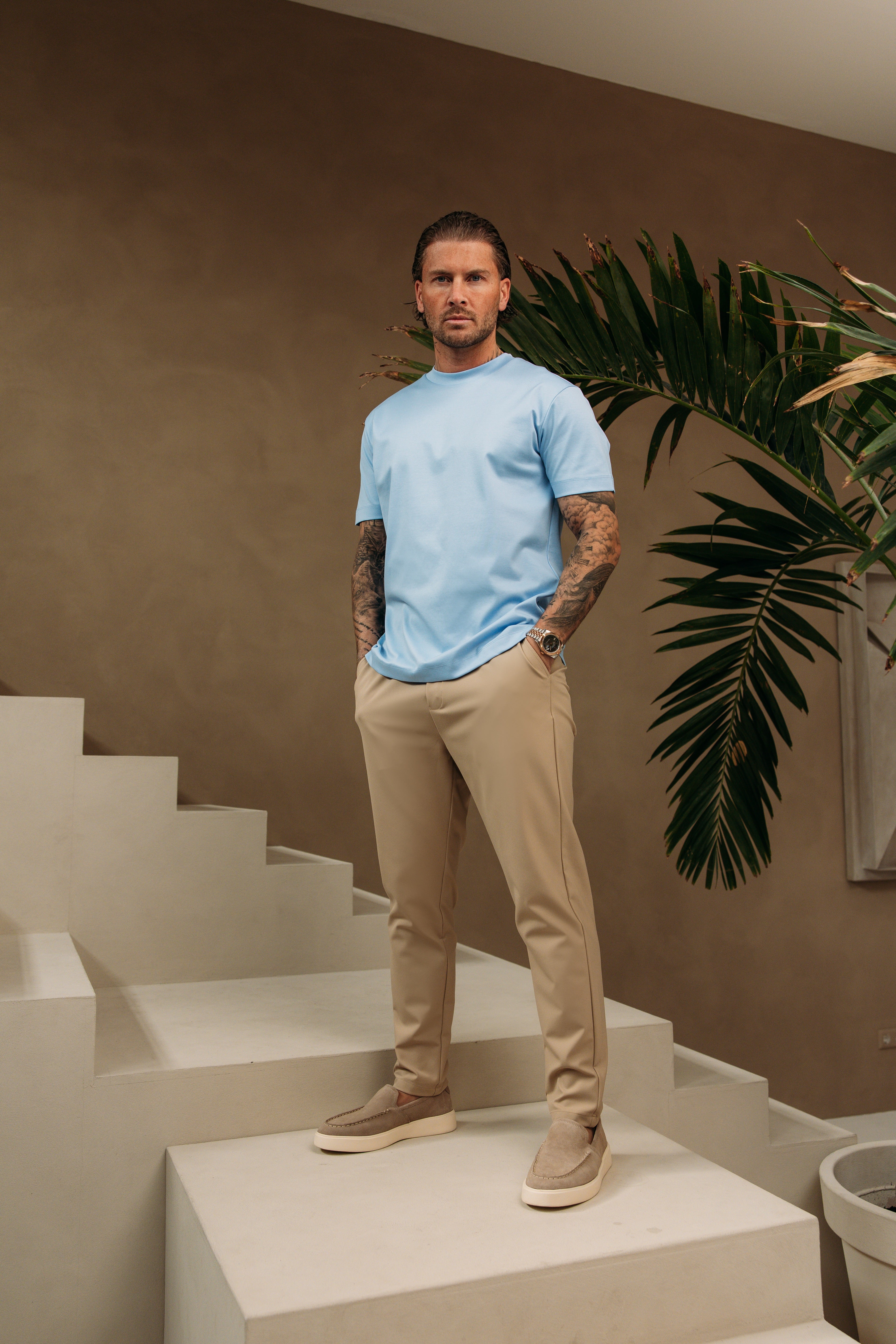 Heren - Double Mercerized T-shirt - SkyBlue