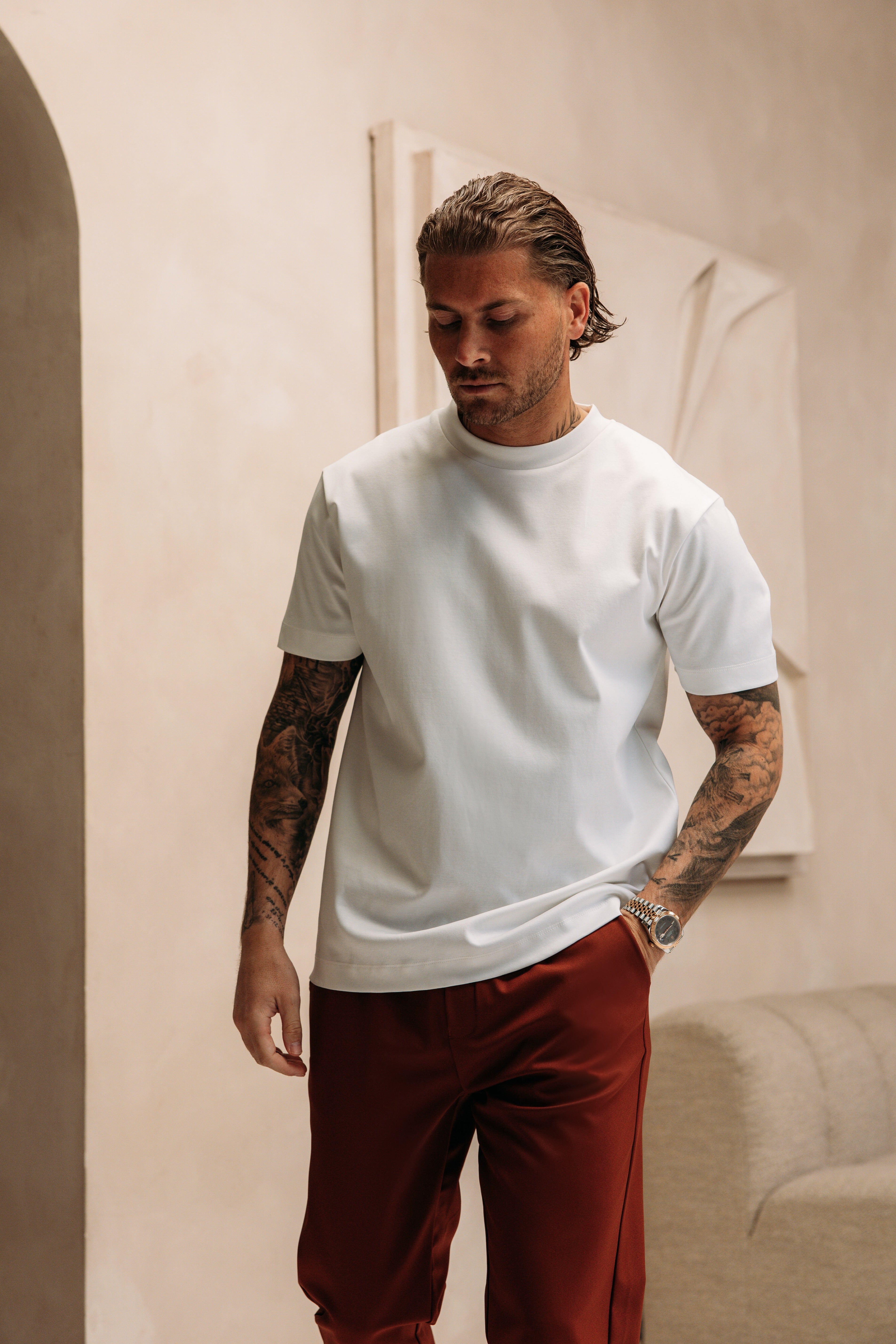 Heren - Double Mercerized T-shirt - White