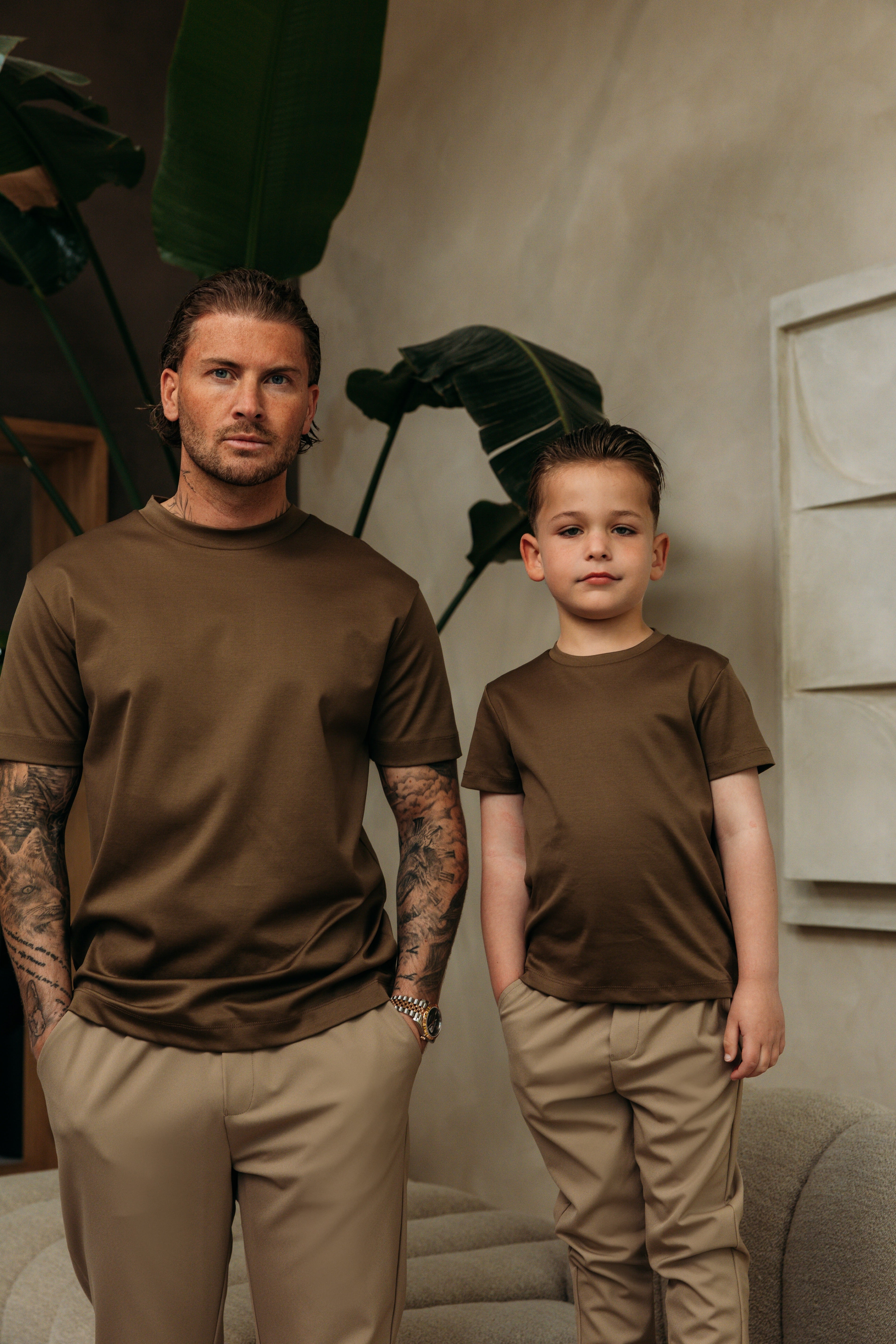 Double Mercerized Glans T-shirt - Desert Brown