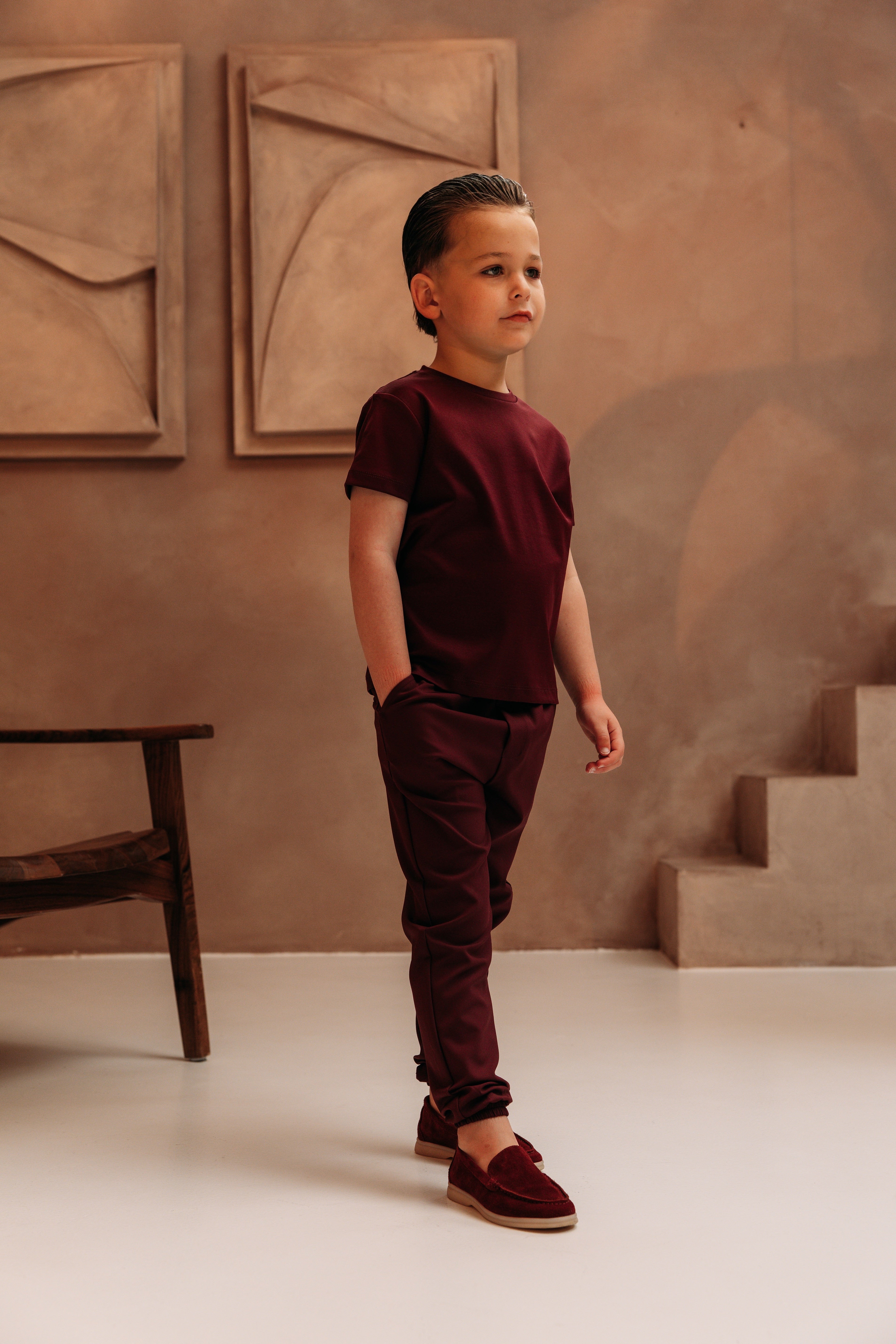 Double Mercerized Glans T-shirt - Burgundy