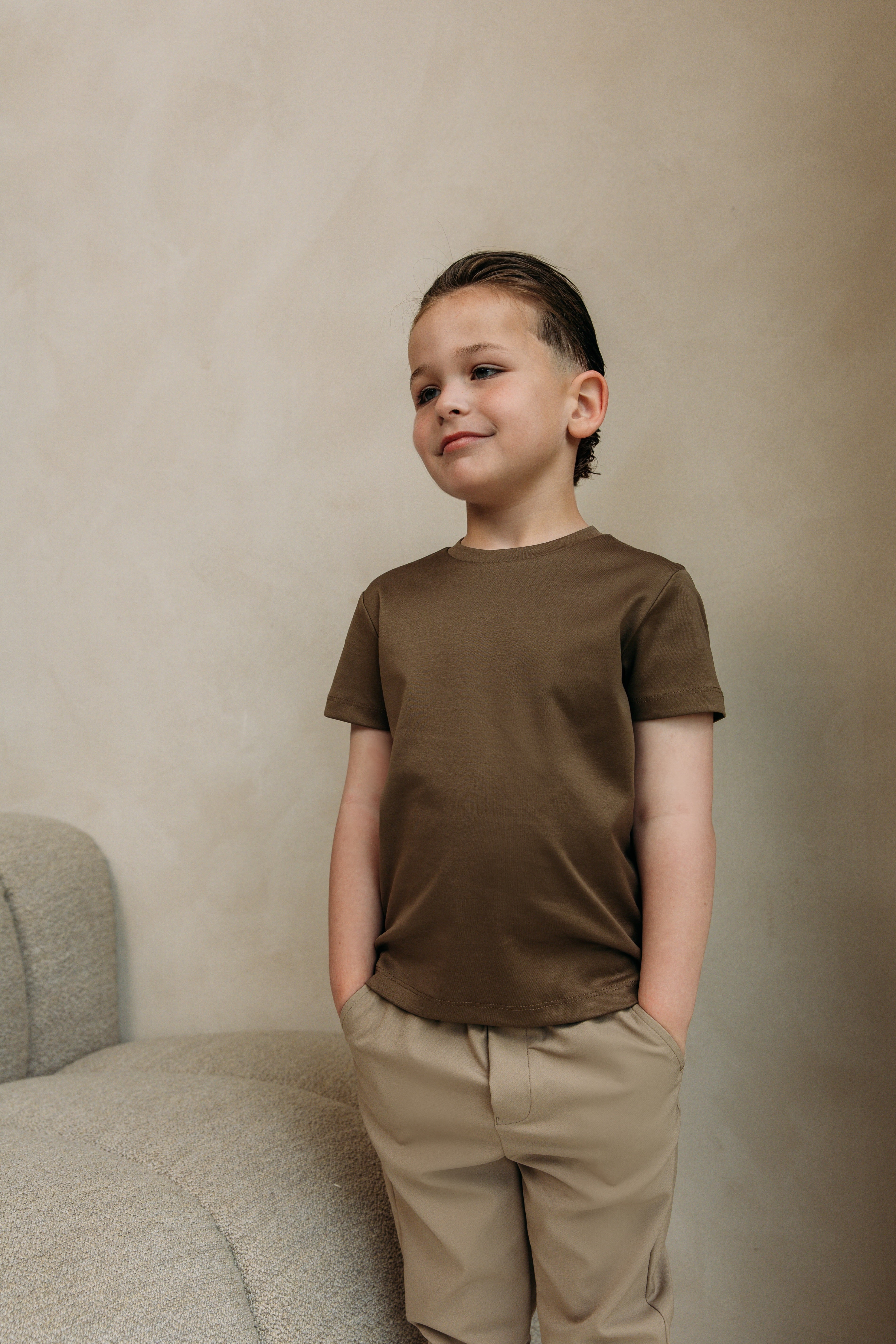 Double Mercerized Glans T-shirt - Desert Brown
