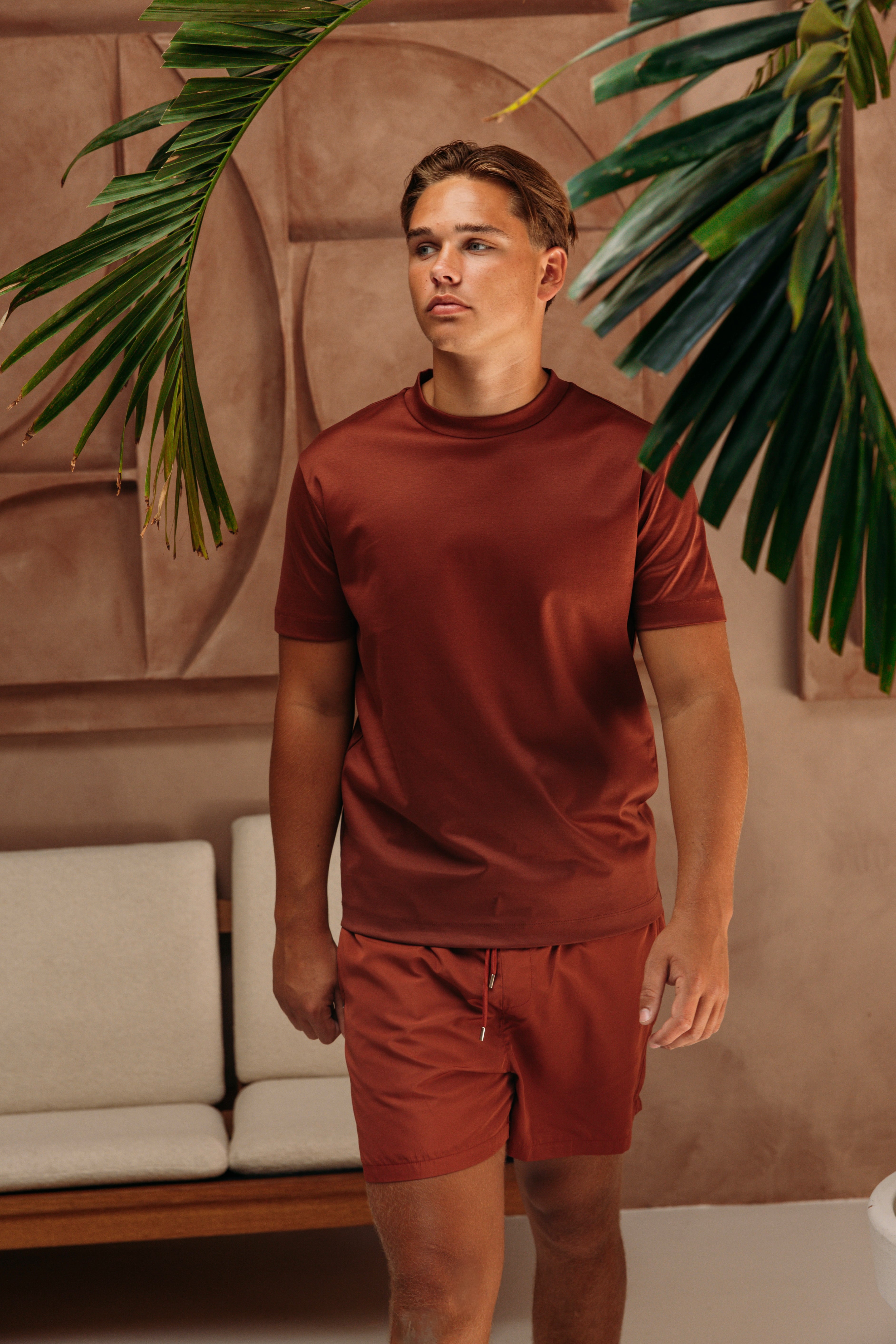Heren - Double Mercerized T-shirt - Rusty Red