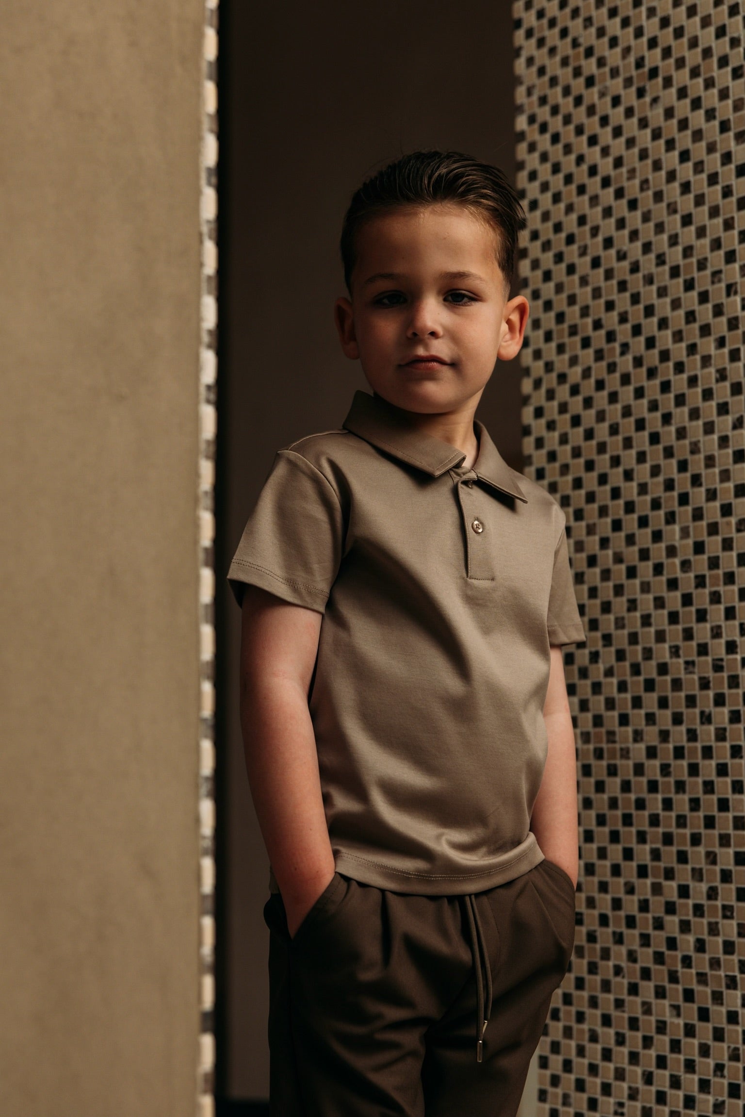 Mercerized Glans Polo - Taupe