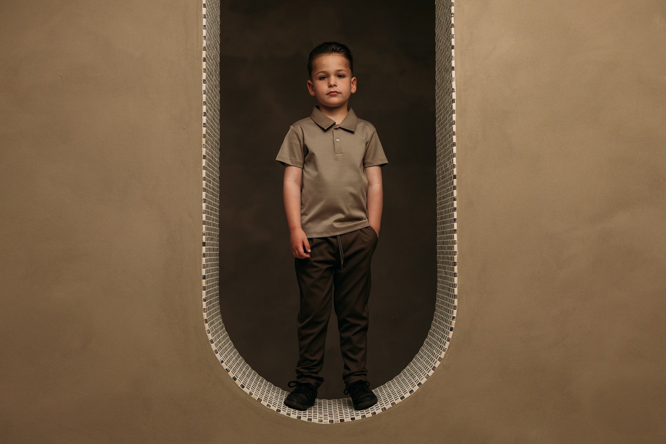 Mercerized Glans Polo - Taupe