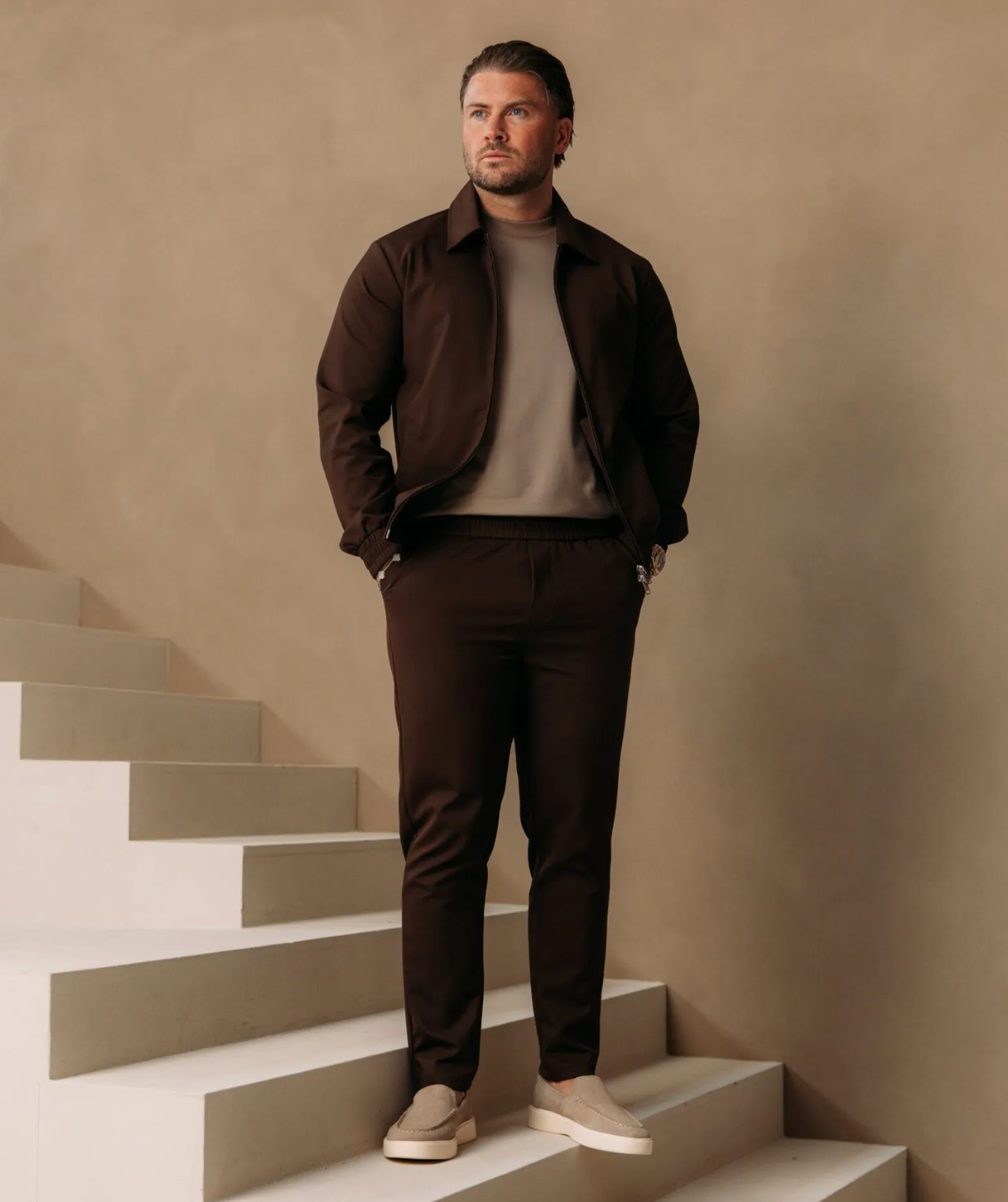 Heren - Premium Tech Suit - Choco